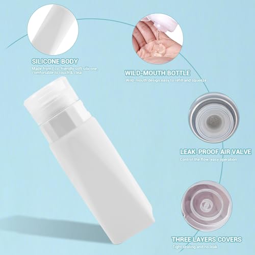 Travel Bottles Leak Proof,3 oz TSA Approved Silicone Squeezable, Refillable Containers Set for Toiletries Shampoo Conditioner Lotion (travel bottles black) - color: Black
