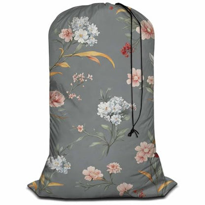 Swono Little Flowers Laundry Bag with Drawstring Closure, Foldable, Compact, Lightweight, 28" X 40" Beautiful Floral Blossom Summer Garden Plants Packable Dirty Clothes Pouch for College Dorm, Camp, - color: Little Flowers