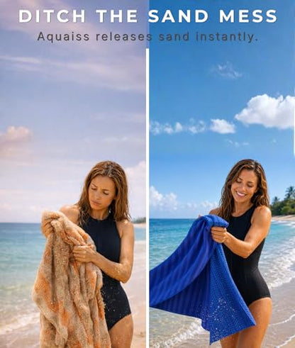 3-in-1 Wearable Beach Wrap & Lightweight Travel Towel – Sarong with Secure Button Closure, Quick-Dry Sand-Free Microfiber, Adjustable Fit (64”x33”, Fits S–4X), Compact Pool & Beach Essential, Blue - color: Blue - Green Lines