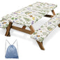 Picnic Table Cover with Bench Covers Elastic Edges, Wildflower Flower Camper Fitted Table Cover, Outdoor Camping Essentials 72 Inch 3PCS, Waterproof Camping Fitted Tablecloth with Drawstring Bag - color: Wildflower Botanical, size: 72in