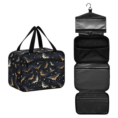 MNSRUU Hanging Toiletry Bags for Women Travel, Gothic Skull Bat Toiletry Organizer Portable Travel Clear Wash Makeup Cosmetic Bag - color: Skull I 4177