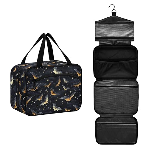 MNSRUU Hanging Toiletry Bags for Women Travel, Gothic Skull Bat Toiletry Organizer Portable Travel Clear Wash Makeup Cosmetic Bag - color: Skull I 4177