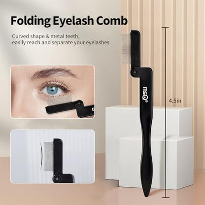 MSQ Eyebrow Brush and Comb Folding Eyelash Brush Eyelash Separator Eye Brow Comb & Spoolie Brush Professional Mascara Brushes Eye Makeup Tools Set 4PCS - size: 4 PCS