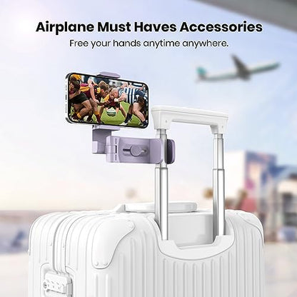 Airplane Travel Essentials Phone Holder, Klearlook Christmas Stocking Stuffers Phone Mount with Multi-Directional 360° Rotation, Travel Must Haves Handsfree Gadgets for Flying, Table or Outdoor-Lilac - color: Lavender