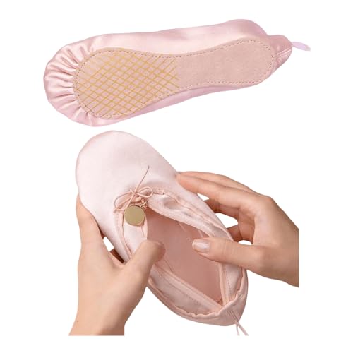 Ballet Dance Shoe Makeup Bag For Little Girls, Ballerina Slipper Makeup Pouch Bag, Ballet Pointe Shoes Gifts (Pink) - color: Pink
