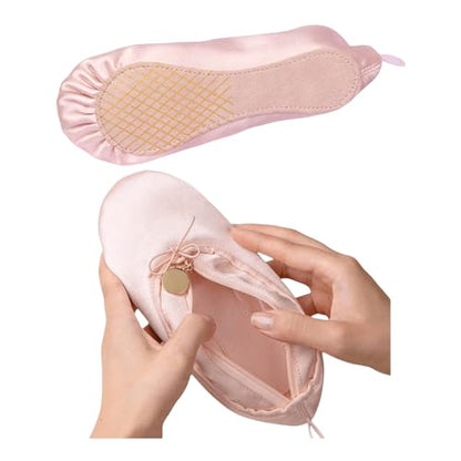 Ballet Dance Shoe Makeup Bag For Little Girls, Ballerina Slipper Makeup Pouch Bag, Ballet Pointe Shoes Gifts (Pink) - color: Pink