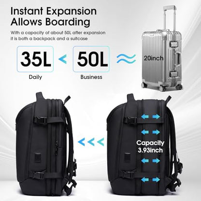TANGCORLE Vacuum Seal Travel Backpack,Expandable Vacpack Backpack with Vacuum Compression System 50L - color: Black-c50