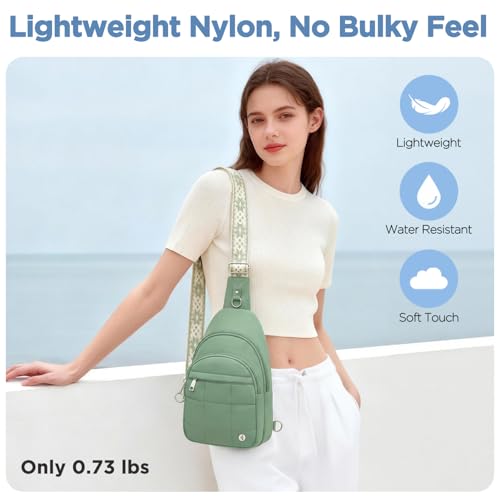Anti Theft Sling Bag for Men & Women, Lightweight Puffer RFID Crossbody Bag for Travel, Commuting & City Walking, Hands-Free Everyday Essentials Bag Green - color: Green