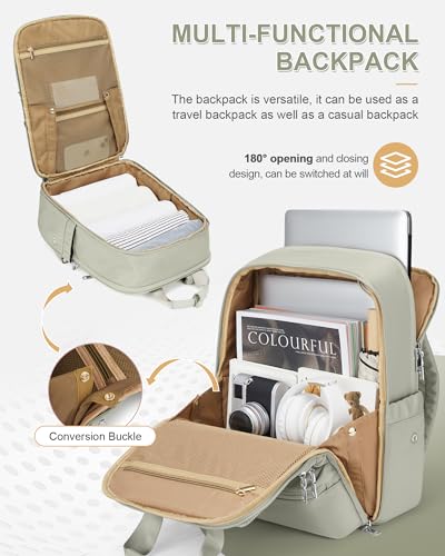 wepadre Small Travel Backpack Carry on Flight Approved Personal Item Travel Bag Carry on Backpack for Women Work Laptop Backpack for Traveling Carry on Luggage - color: Green