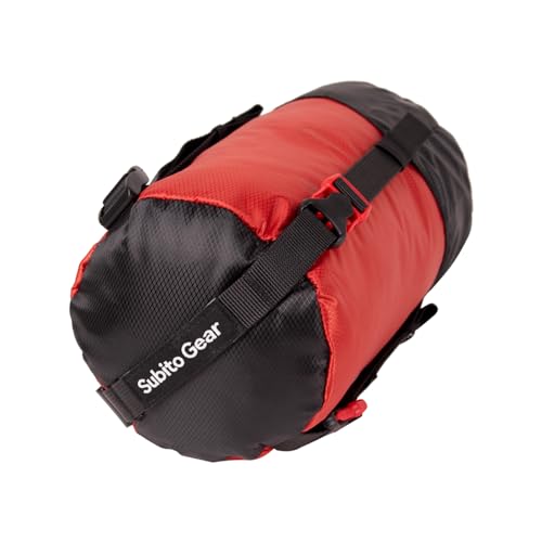 70D Nylon Compression Stuff Sack for Sleeping Bag, Ultralight Stuff Bag Organizer 1L/5L/7L/17L/25L for Traveling Camping Hiking Backpacking - color: Red (4-6L)