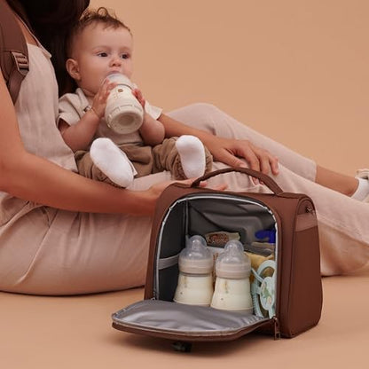JuJuBe Insulated Bottle Bag, Breastmilk Cooler Fits 3 Baby Bottles, Storage Tote for Nursing Mom, Daycare & Travel, Lunch Bag w/Handle & Shoulder Strap (Espresso) - color: Espresso