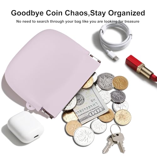 Squeeze Coin Purse for Women – Silicone Small Coin Pouch with Kiss Lock for Coins, Keys, Lipstick, and Earphones – Mini Cute Change Purse, Coin Purse & Pouch for Daily Life, Cars, Travel, Party - color: Squeeze / Purple