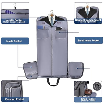 HILOMON Convertible Duffle Bags for Travel Carry On Suit Duffle Bags with Shoulder Strap 2 in 1 Hanging Garment Duffle Bag for Men Women (Grey) - color: Grey