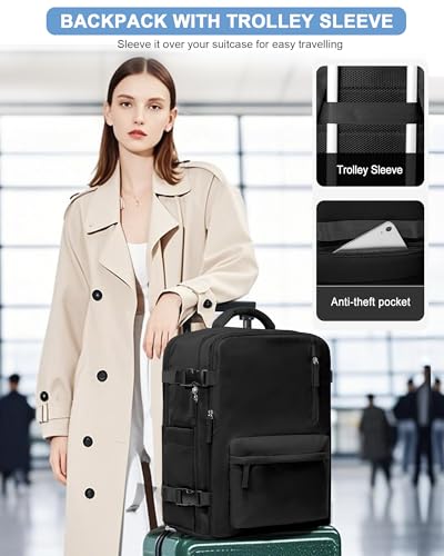 VGCUB Travel Backpack for Women Men for Spirit Airlines Personal Item Bag 18x14x8 Inches Laptop College Waterproof Carry on Flight Approved Work Backpack Mochila de Viaje,Black - color: Black, style: Small