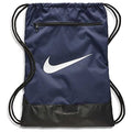 Nike Brasilia Training Gymsack, Drawstring Backpack with Zipper Pocket and Reinforced Bottom, Midnight Navy/Black/White - color: Midnight Navy/Black/White