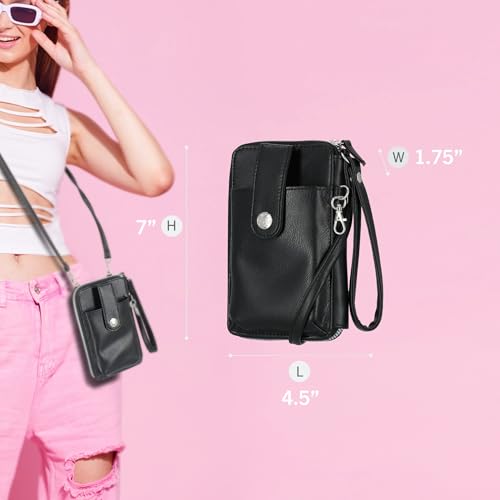 Mundi Jacqui RFID Crossbody Wallet for Women, Vegan Leather Small Travel Handbag with Phone Holder, Compact Organizer with Card Slots and Removable Strap, Vacation Purse in Iris - color: Iris
