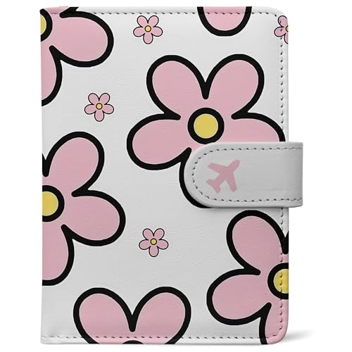 Passport Holder, Travel Wallet Cover with Pen Loop | Cute RFID Blocking Leather Case with Magnetic Closure for Travel Essentials-Posy - color: G-Posy