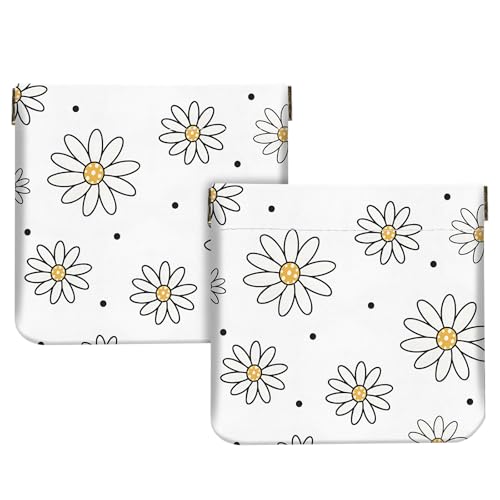 2Pcs PU Leather Small Squeeze Coin Purse Pouch Mini coin Bag Unique And Cute Wallet Cosmetic Bags Change Bag For Women Girls Men （Black Flower - color: Black Flower