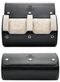 2 Watches Travel Case for Men - Mirage Watch Roll - Jade Black/Ivory White Vegan Leather - color: Jade Black/Ivory 2-watch case
