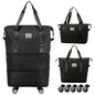 DOJUNS Rolling Duffle Bag with Wheels,Expandable Foldable Duffle Bag,Detachable Rolling Wheels,Rolling Luggage Bag Carry on Duffel Bag,Wheeled Travel Duffle Bag,Gift for Wife and Parents - color: Black