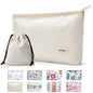 WLLWOO WLLWOO 2pcs Travel Make Up Bags-Cosmetic Bag Nylon Waterproof Large Wide Zipper Coin Purse Travel Toiletry Small Makeup Pouch For Women - color: Off White-Nylon