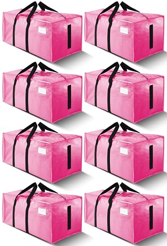 HOMESURE Supports 200lbs Heavy Duty Moving Bags - Strong Zipper & Wrap-Around Handles - Water-Resistant Storage Totes, Durable Alternative to Moving Boxes - 8 Pack - Pink - color: Pink