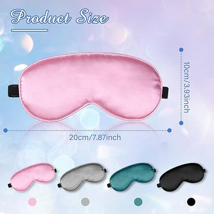 BBTO 4 Pcs Silk Sleep Eye Masks Smooth Soft Satin Eye Covers with Adjustable Strap Blindfold for Sleeping Blocking Out Lights Travel Relaxation (Black, Grey, Dark Green, Pink) - color: Black, Grey, Dark Green, Pink