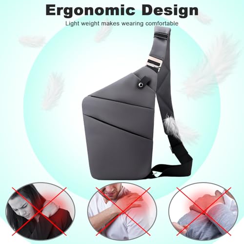 Anti Theft Travel Bag, One Shoulder Large Capacity Cross-body Bag Chest Fashion Lightweight Sling Bags for Travel Sports - color: Dark Grey, style: Right Shoulder