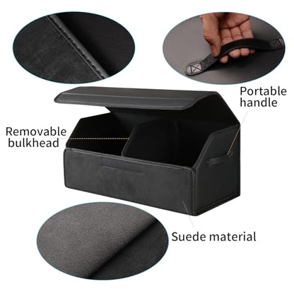 car organizers and storage for SUV,trunk organizer for sedan, leather foldable sleek box with lid,collapsible cargo bins, tool accessories containers,Collapsible Suede velvet (18 inch Covered) - size: 18 inch Covered