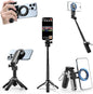 CloudValley Magnetic Selfie Stick & Mini Tripod, 360° Rotation Extendable Handheld Stabilizer/Camera Grip with Remote, 5 in 1 Portable Phone Stand for iPhone/Android, Travel Vlog, Live Stream, Black - color: Black