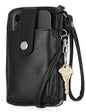 Mundi Jacqui RFID Crossbody Wallet for Women, Vegan Leather Small Travel Handbag with Phone Holder, Compact Organizer with Card Slots and Removable Strap, Vacation Purse in (Black) - color: (Black)