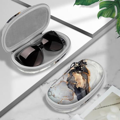 Fintie Sunglasses Case with Carabiner, Hard Shell Shockproof Sport Glasses Cases Travel Zipper Eyeglasses Holder, Cloudy Marble - color: Cloudy Marble