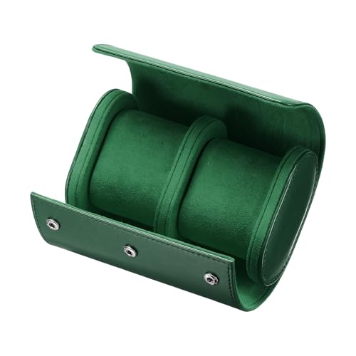 uxcell Leather Watch Travel Case Single Watch Roll Storage Box Organizer for Men Women Watch Holding Storaging Displaying, 2 Slot, Green - color: Green, size: 15.3x10x6.8 cm