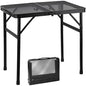 Gawerk Folding Portable Camping Grill Table, Lightweight Adjustable Height Metal Aluminum Picnic Table with Heat-Resistant Mesh Top for Outdoor, Barbeque, Camping & Travel, 24" x 16", Black