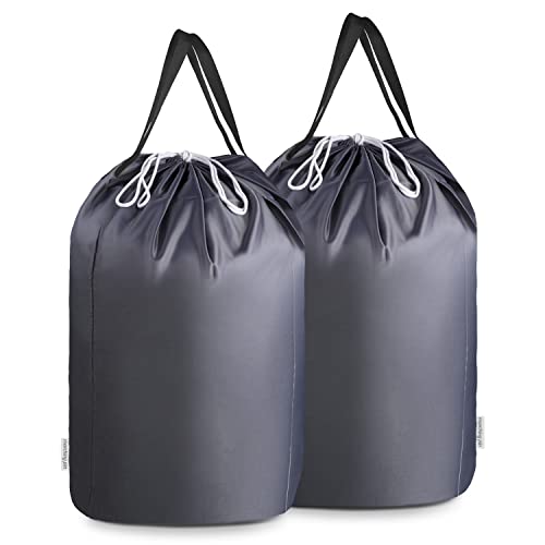 MCleanPin 140L Washable Laundry Bags with Handles,Dirty Clothes Storage for College Dorm or Travel, Laundry Liner Fit Most Laundry Hamper or Basket,2 Pack (Elegant Grey) - color: Elegant Grey