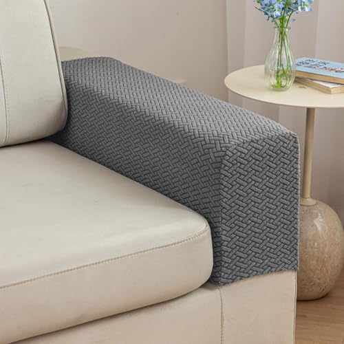Yoovat Couch Arm Covers Sofa Arm Cover armrest Covers for Sofa Couch Armrest Cover Chair Arm Cover Set of 2 (Texture-Gray, Medium (Set of 2)) - color: Texture-gray, size: Medium (Set of 2)