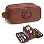 Janhavi Personalized Toiletry Bag for Men, Beach Vacation Travel Essentials, Waterproof Toiletry Bag with Hook, Laser Engraved Initials & Wheat, Birthday Gifts For Him(Medium, Red Brown, C) - color: Red Brown, style: C