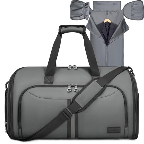 BALEINE Travel Garment Bag, Travel Suit Bag for Men, Water Resistant Carry on Garment Bag for Hanging Clothes, Garment Duffel Bag for Travel Business (Dark Gray-Convertible) - color: Dark Gray-Convertible
