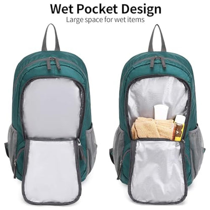 FENGDONG 35L Lightweight Foldable Waterproof Packable Travel Small Hiking Backpack Daypack for men women - color: A9-dark Green