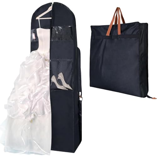 72" Wedding Dress Garment Bag-12" Inch Gusseted Wedding Dress/Suit Bag with Accessory Pockets, Perfect for Weddings, Business Trips (Fits Suits, Tuxedos, Formal Dresses)