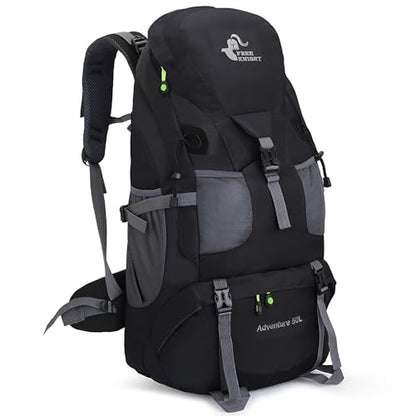 Bseash 50L Hiking Backpack, Water Resistant Lightweight Outdoor Sport Daypack Travel Bag for Camping Climbing Skiing Cycling (Black - No Shoe Compartment) - color: Black - No Shoe Compartment