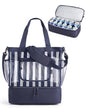 BAGSMART Beach Bag for Women, Mesh Tote Bags with Zipper, Sandproof Vacation Essentials with Cooler for Swim Cruise Pool - color: Navy