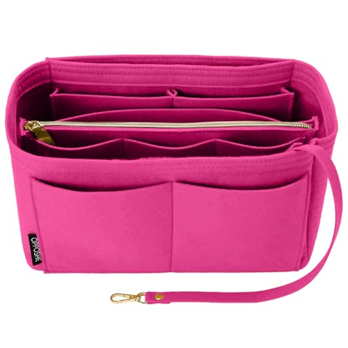 OPPOSHE Purse Organizer Insert for Handbags, Softened Felt Bag Insert Organizer for Tote, Compatible with LV, Coach, MK, Kate Spade, Goyard, Longchamp (Rosy, Small) - color: Classic-ROSY, size: Standard Small