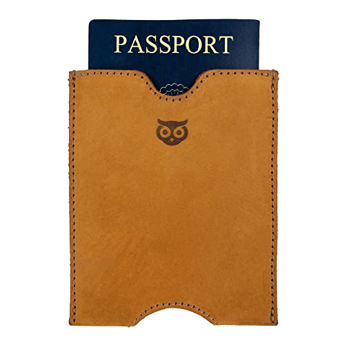 Hide & Drink, Travel Passport Pocket Sleeve Handmade from Full Grain Leather - Old Tobacco - color: Old Tobacco
