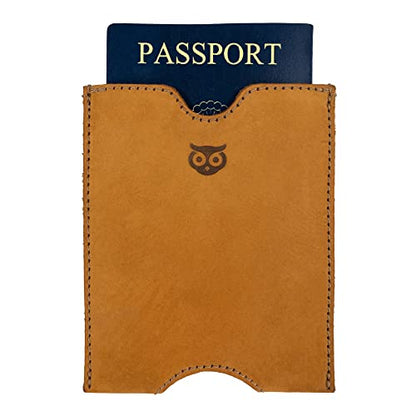 Hide & Drink, Travel Passport Pocket Sleeve Handmade from Full Grain Leather - Old Tobacco - color: Old Tobacco