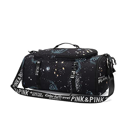 Kalesi Cool Gym Duffle Bag Backpack 4-Way Waterproof with Shoes Compartment for travel Sport Hiking laptop Lightweight - color: Starry Sky