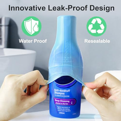 8 Pcs Silicone Bottle Covers for Travel, Leak-Proof Elastic Sleeves for Shampoo & Toiletries, Multi-Size Fit for Standard & Travel Size Bottles, Cruise & Airplane Essentials for Women & Men
