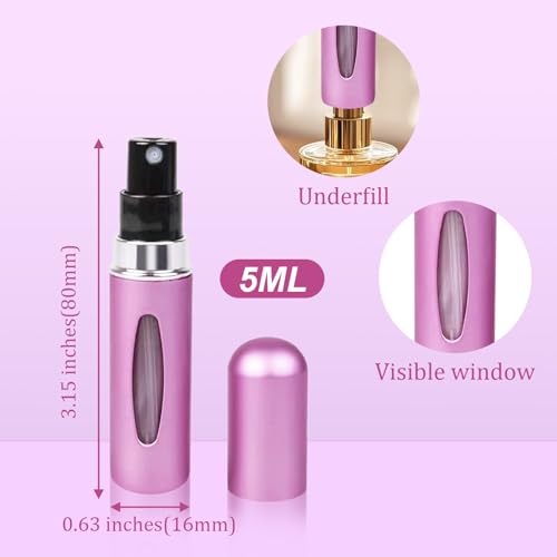 12 PCS Travel Refillable Perfume Atomizer Bottles,5ml Mini Portable Spray Bottles for Travel Accessories,Multicolor Perfume Containers