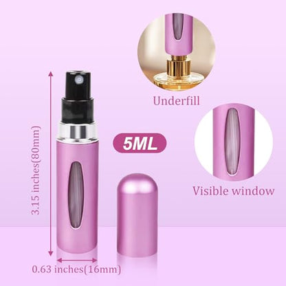 12 PCS Travel Refillable Perfume Atomizer Bottles,5ml Mini Portable Spray Bottles for Travel Accessories,Multicolor Perfume Containers