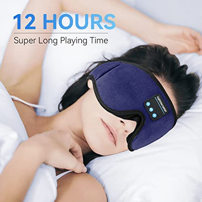 Sleep Headphones, 3D Bluetooth Sleep Mask, LIGHTIMETUNNEL Washable Sleeping Headphones with Ultra Thin Stereo Speakers Microphone Hands Free for Insomnia Travel Blue Color - color: Blue